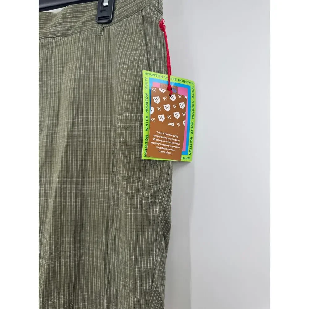 Houston White Mens Plaid Straight Suit Pants Olive Green Trousers Medium